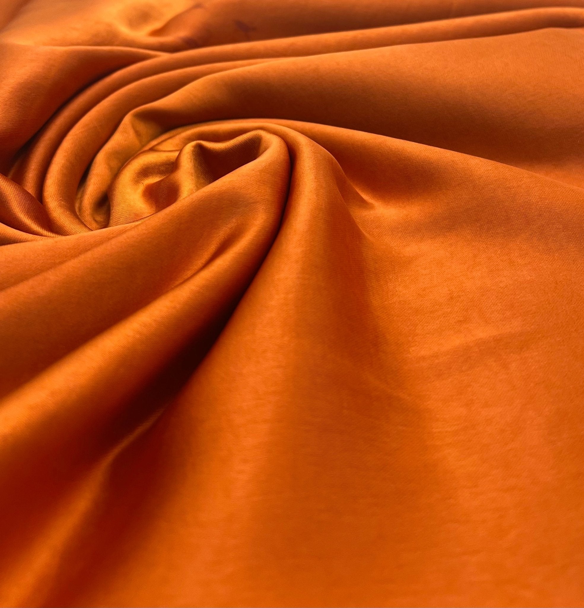 Orange Rust Satin Dress Craft Non Stretch Fabric - T9 Fabrics